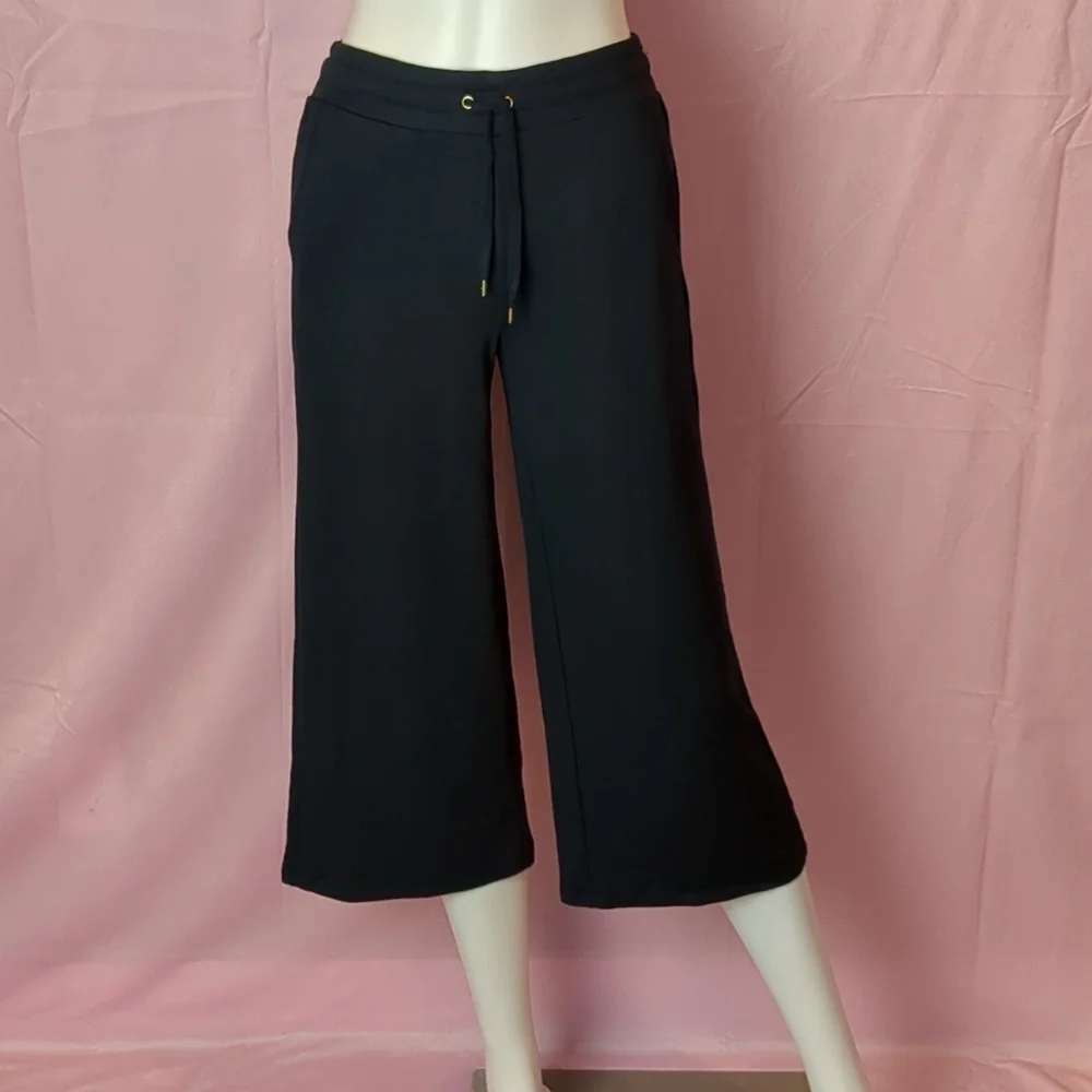 Lauren Ralph Lauren Black Label Dark Blue Wide Leg Drawstring Luxe Crop Pants XS